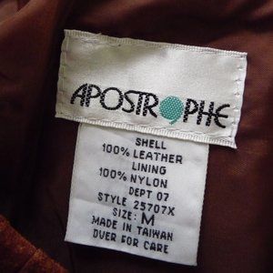 APOSTROPHE NEW  WITH DEFECTS VERY OVERSIZED BROWN LEATHER A-LINE SKIRT S…
